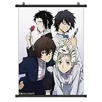Гобелен тканевый Bungou Stray Dogs - Osamu Dazai, Atsushi Nakajima, Ryuunosuke Akutagawa, Ranpo Edogawa