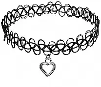 Тату-чокер Tattoo Choker черный с кулоном Сердечко