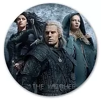 Коврик для мышки круглый The Witcher Geralt, Ciri и Yennefer