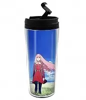 Термокружка пластиковая Darling in the FranXX - Zero Two 350 мл.