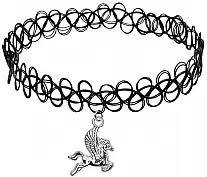 Тату-чокер Tattoo Choker черный с кулоном Пегас
