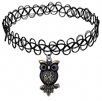 Тату-чокер Tattoo Choker черный с кулоном Сова 375464